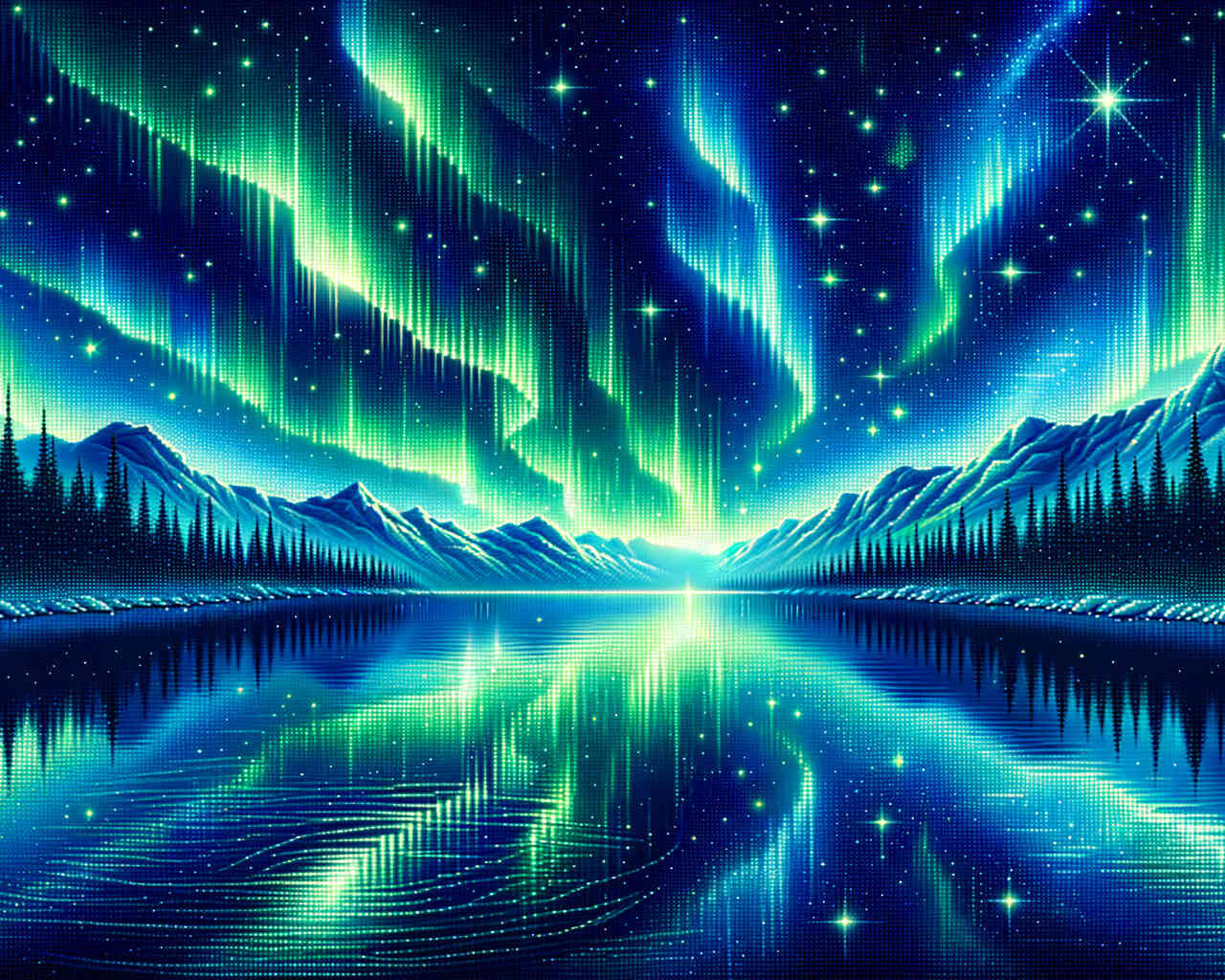Diamond Painting - Polarlichter See