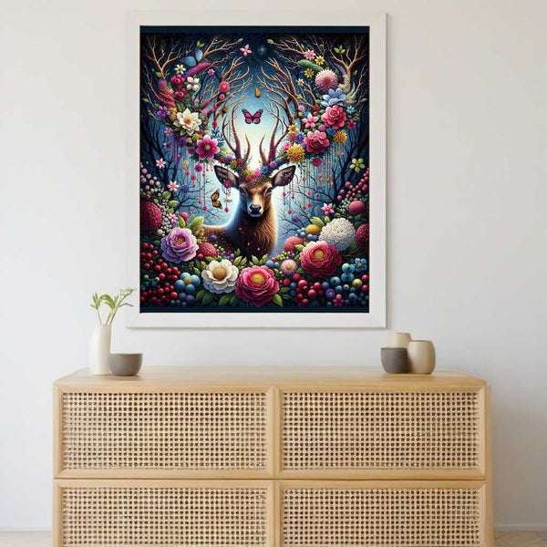 Diamond Painting - Hirsch mit Blumengeweih