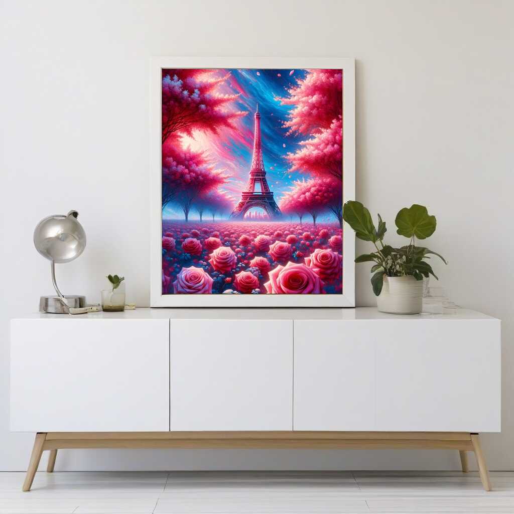 Diamond Painting - Eiffelturm in Rosenblütenpracht