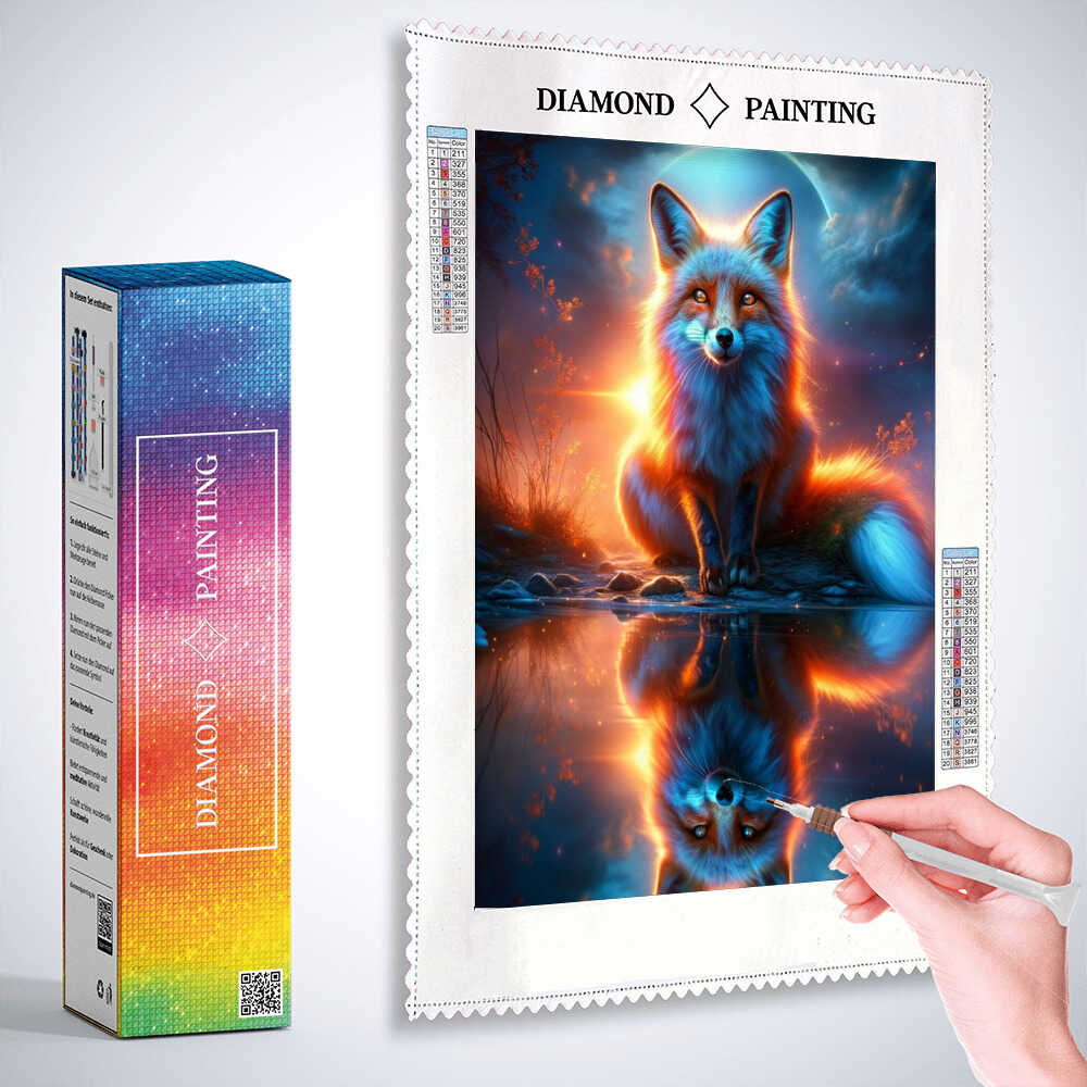 Diamond Painting - Fuchs Spiegelbild, farbig