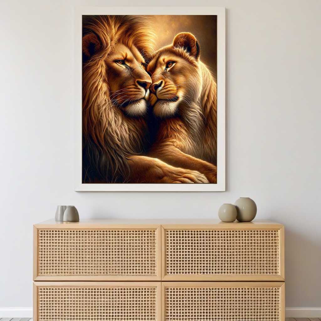 Diamond Painting - Schmusendes Löwenpaar