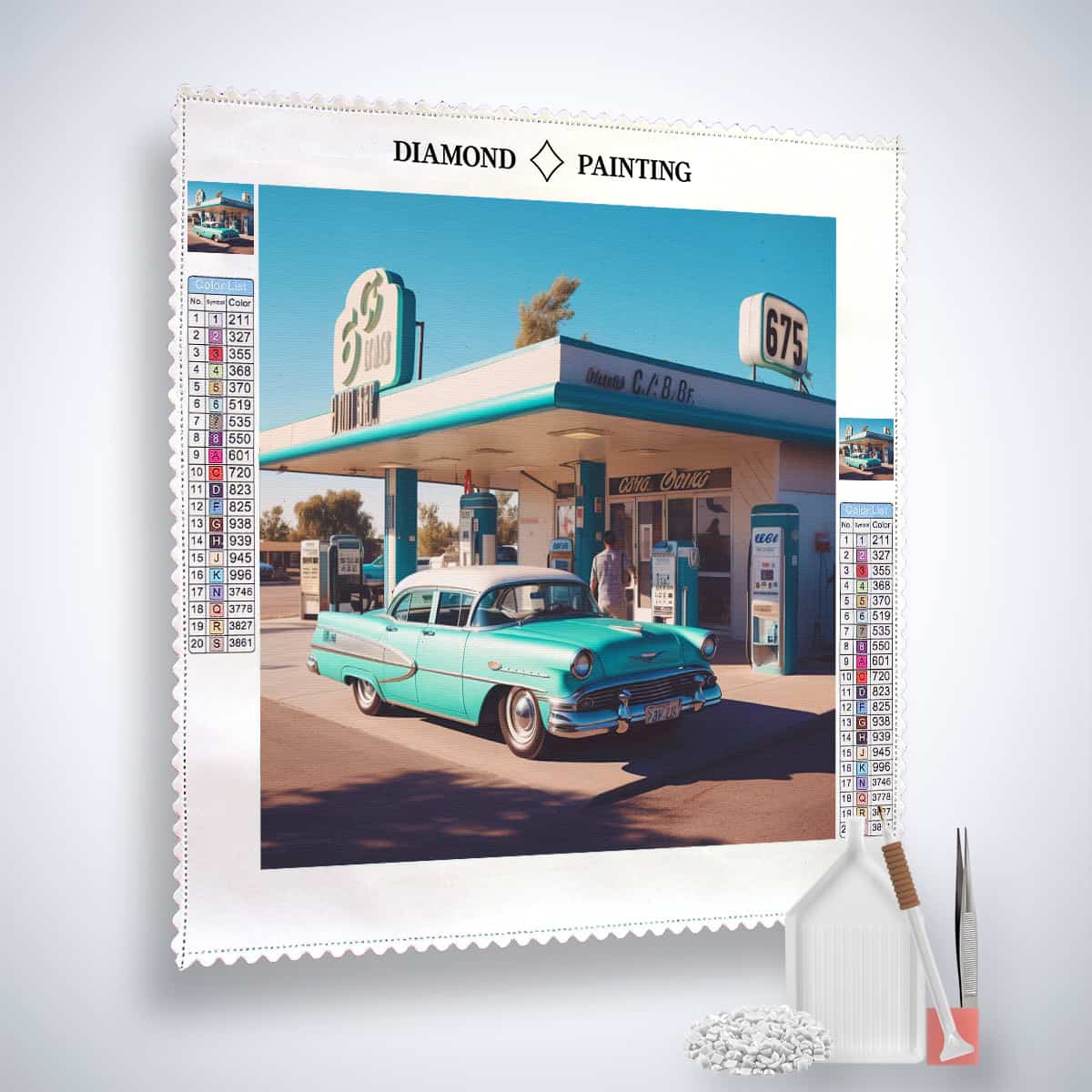 Diamond Painting - Goldene Ära des Automobils - gedruckt in Ultra-HD - Auto, Neu eingetroffen, Quadratisch, Retro, Route 66