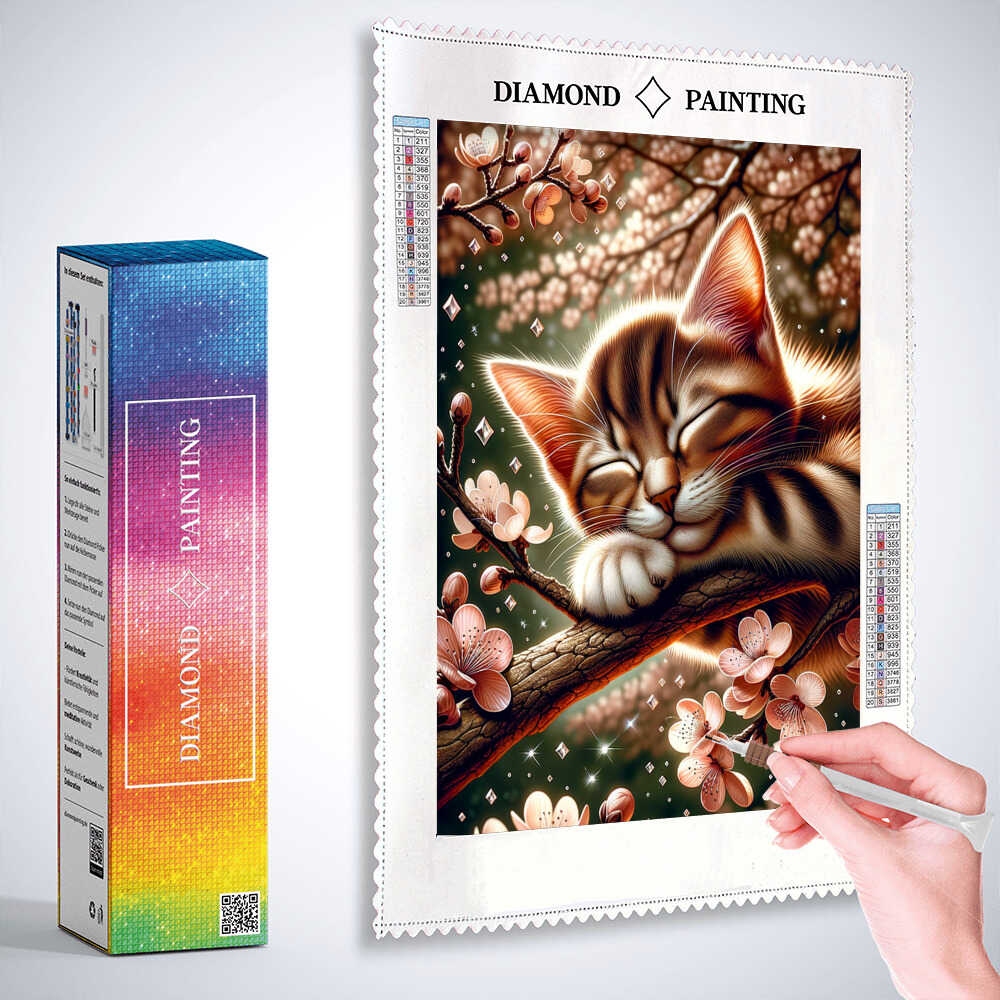Diamond Painting - Schlafendes Kätzchen
