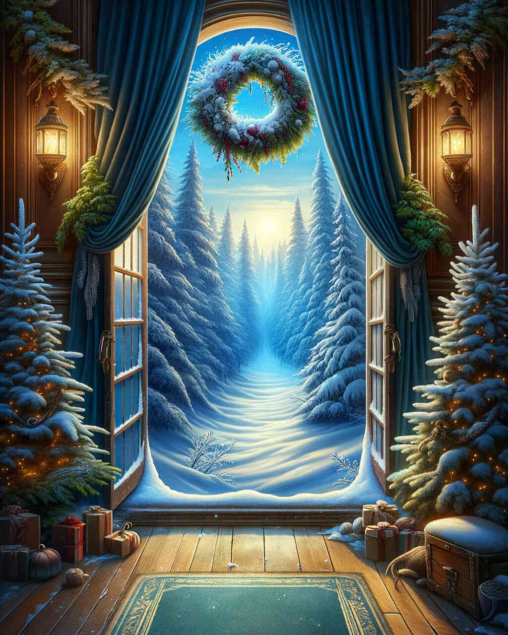 Diamond Painting - Fenster in den Winterwald