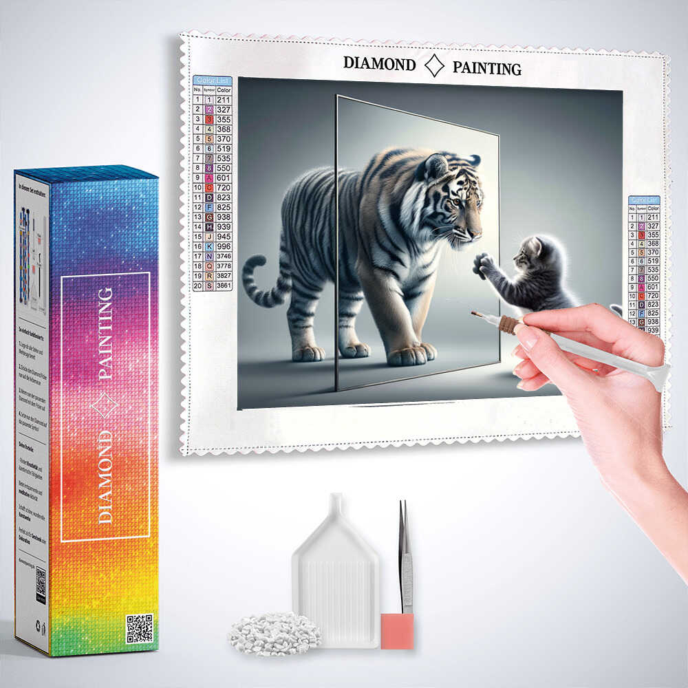 Diamond Painting - Katze Fensterspiegelbild