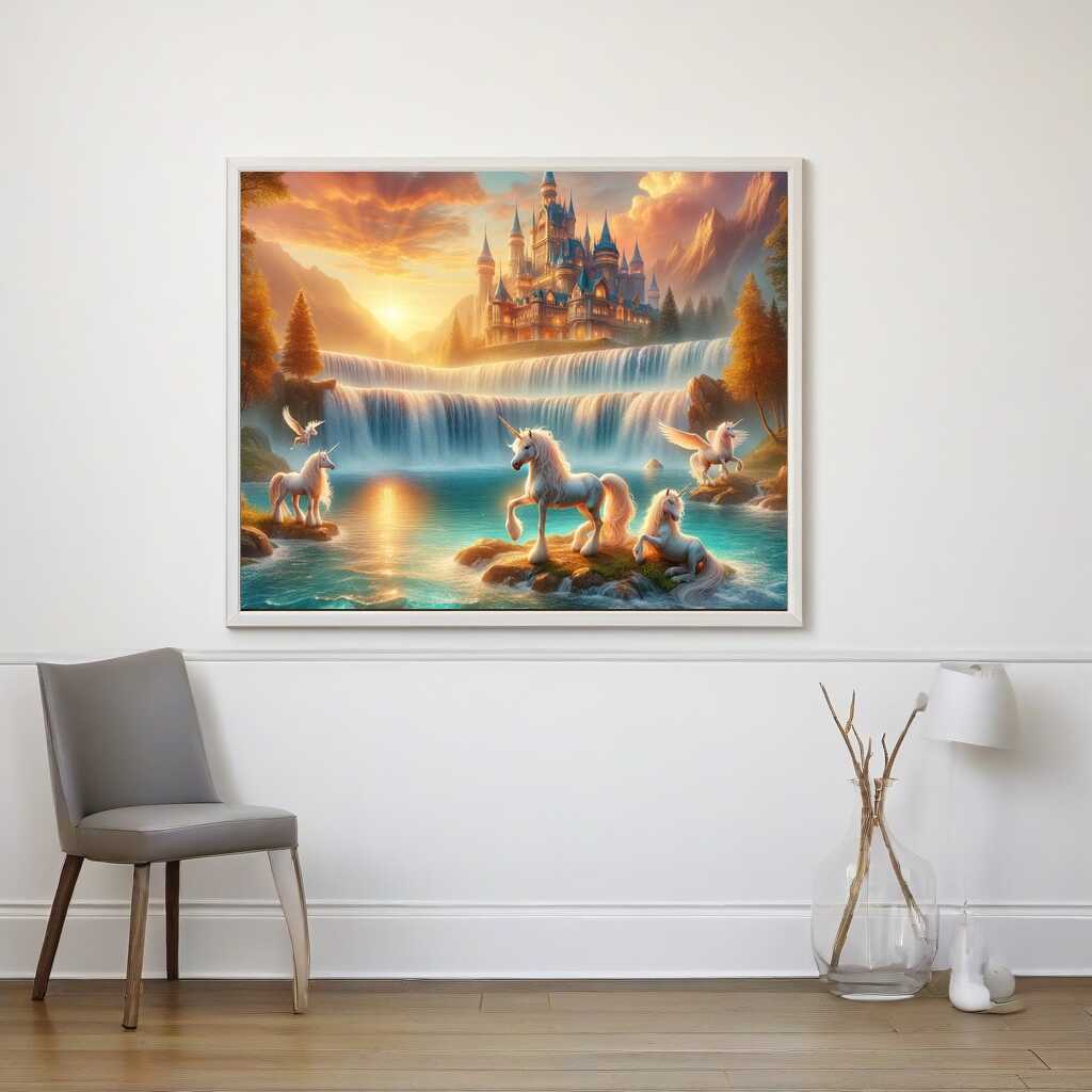 Diamond Painting - Einhornfamilie Wasserfall