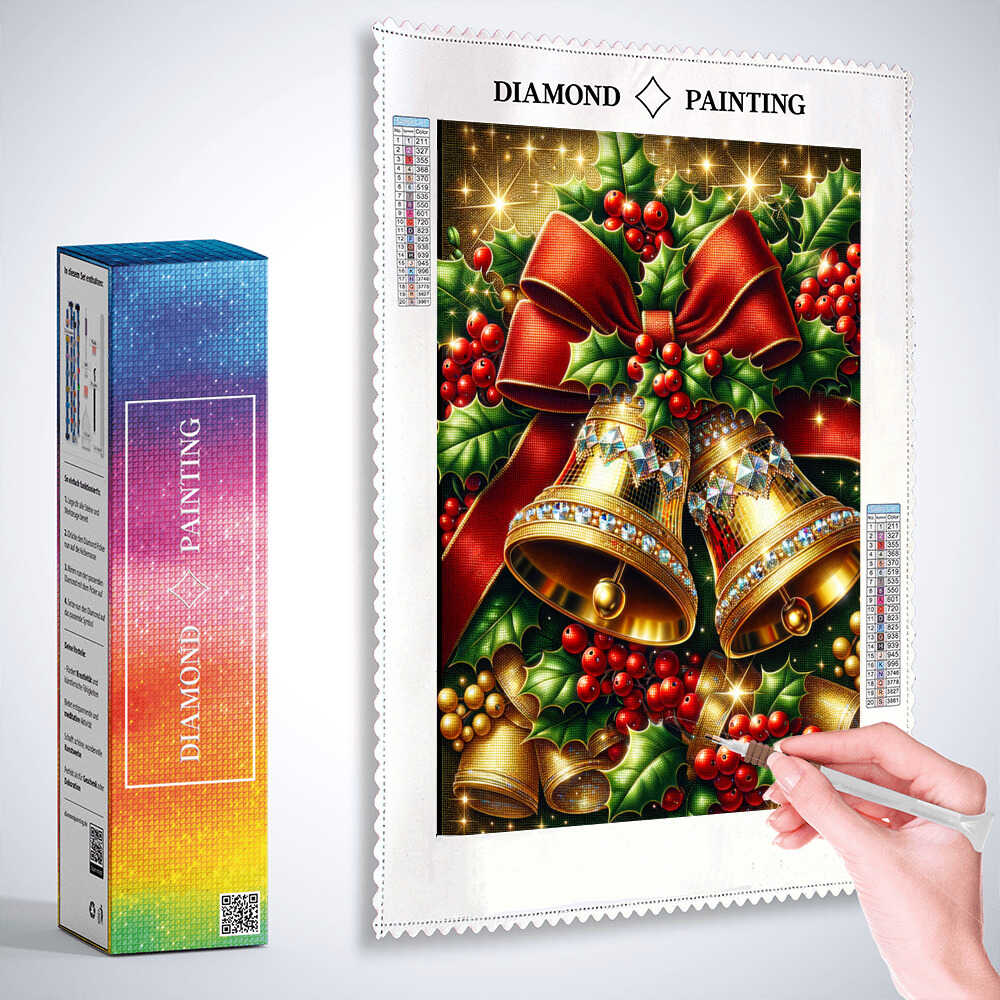 Diamond Painting - Goldene Weihnachtsglocken