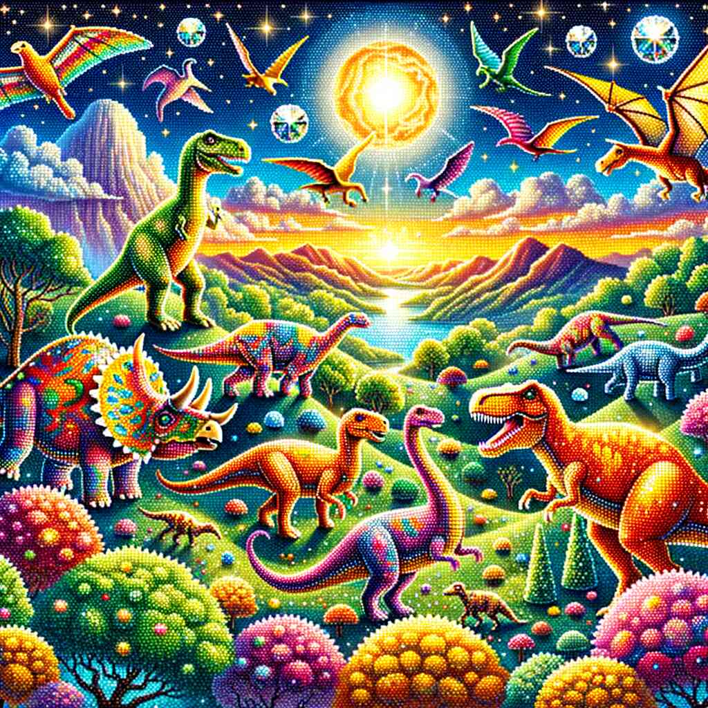 Diamond Painting - Kunterbunte Dinowelt