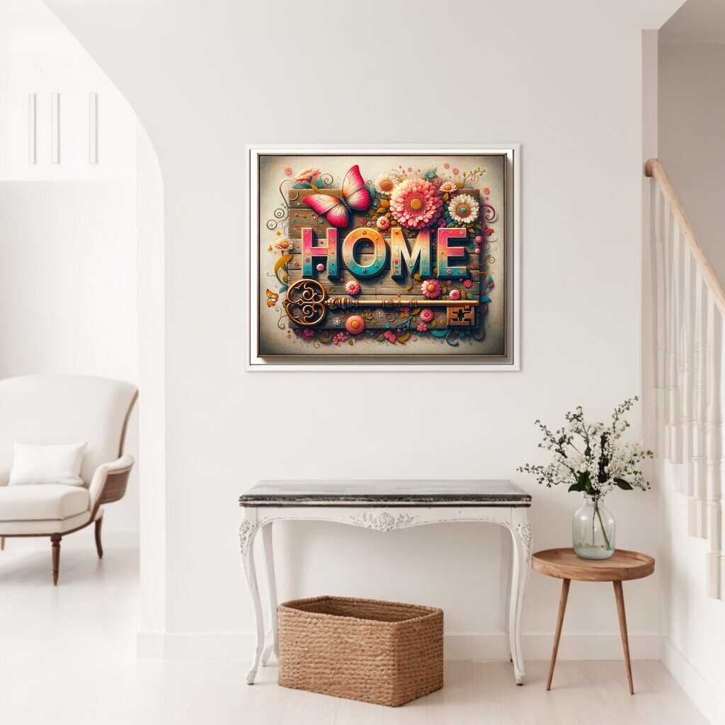 Diamond Painting - Home Holz mit Schlüssel
