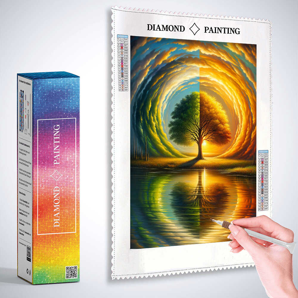 Diamond Painting - Jahreszeiten Baum, Sonne