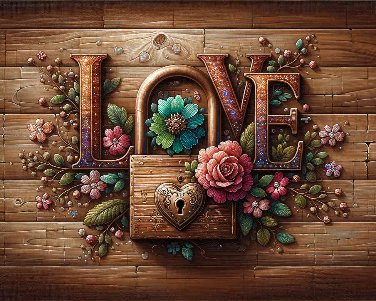 Diamond Painting - Love, Holzoptik