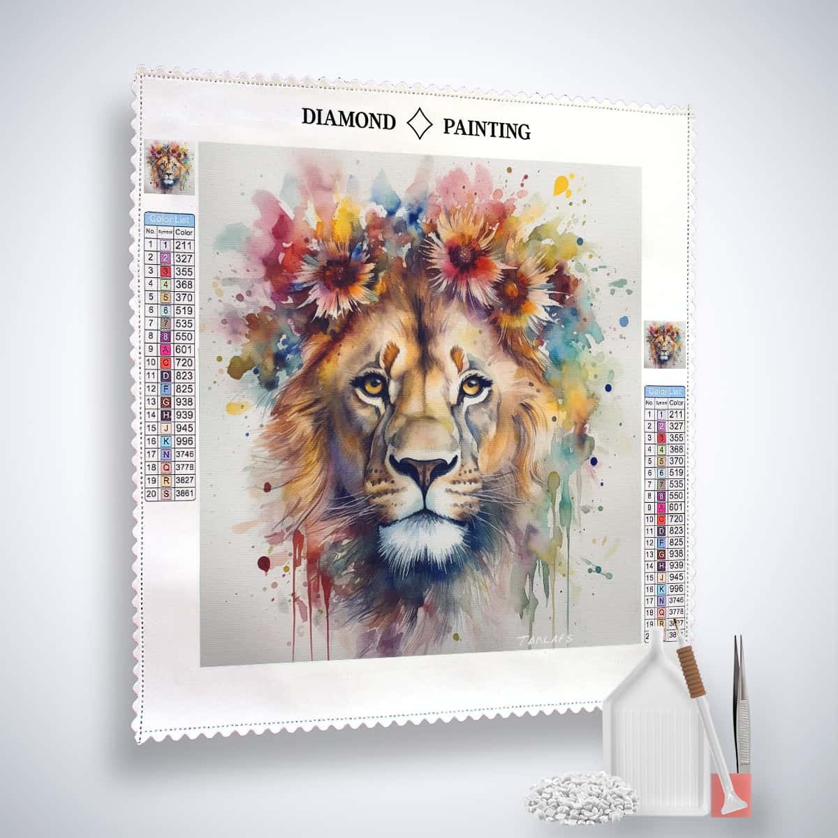 Diamond Painting - König der Tiere - gedruckt in Ultra-HD - Aquarell, Löwe, Neu eingetroffen, Quadratisch, Tiere