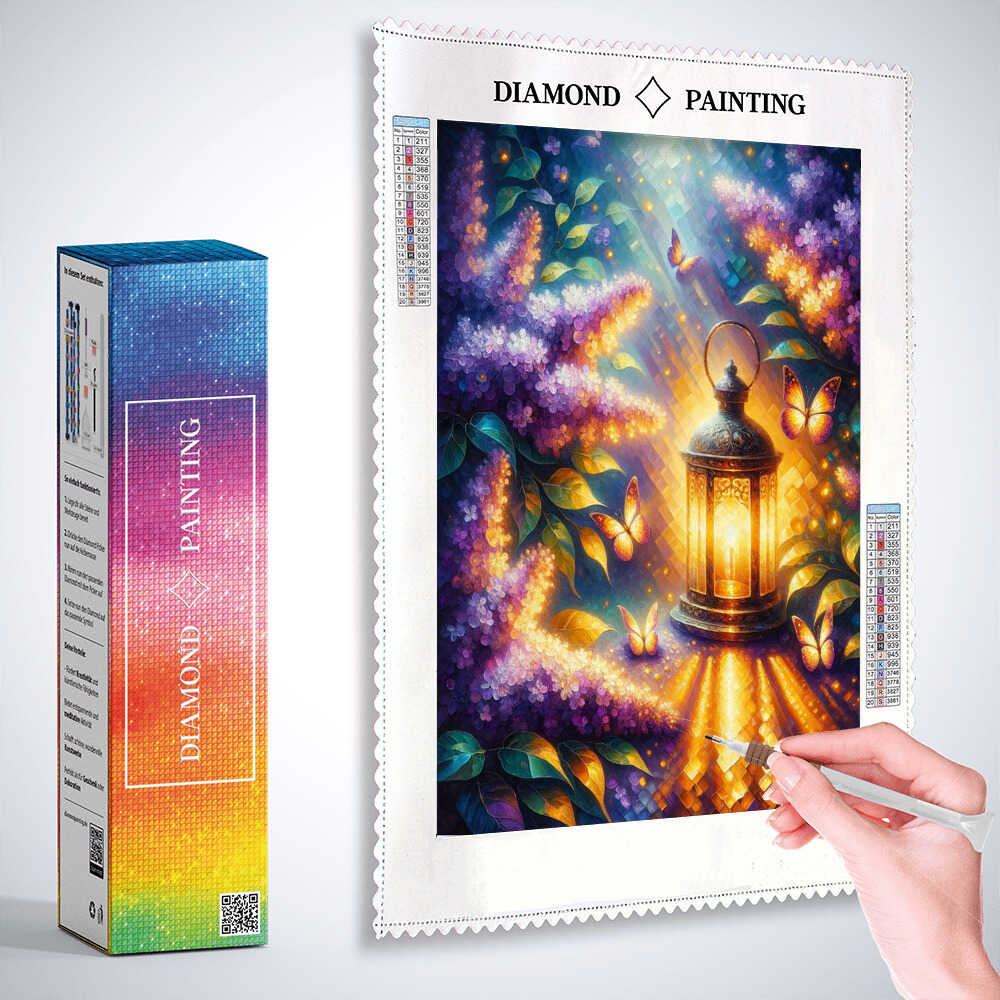 Diamond Painting - Laterne mit Flieder
