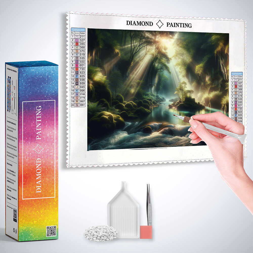 Diamond Painting - Lagune im Wald