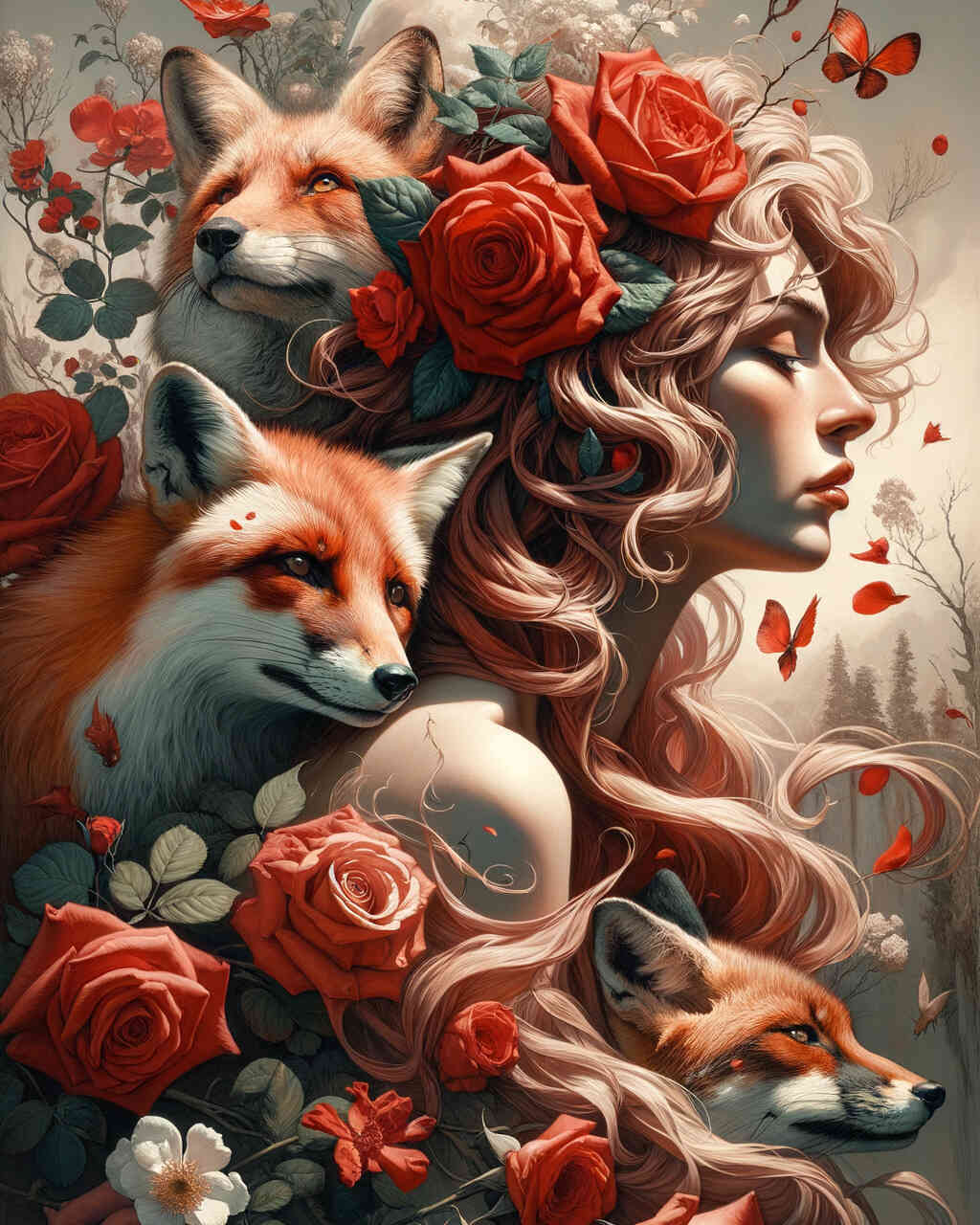 Diamond Painting - Frau mit Fuchszopf