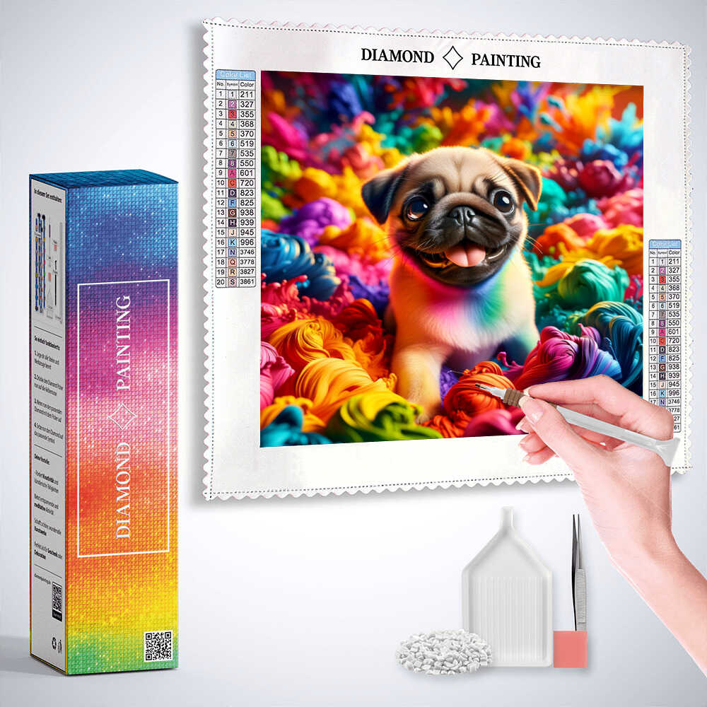 Diamond Painting - Farbträume eines Welpen
