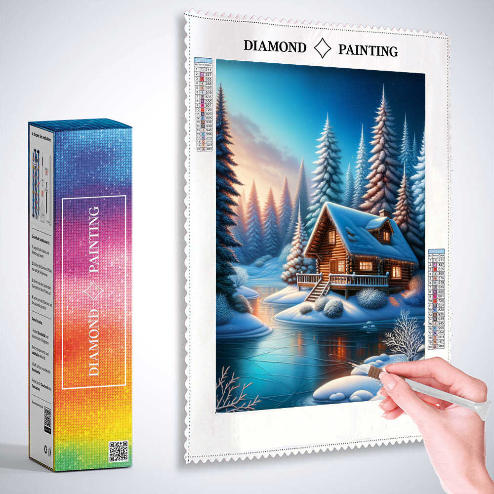 Diamond Painting - Hütte im Winterland