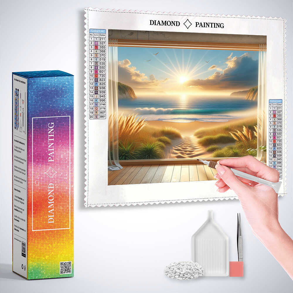 Diamond Painting - Blick aus Fenster, Strand