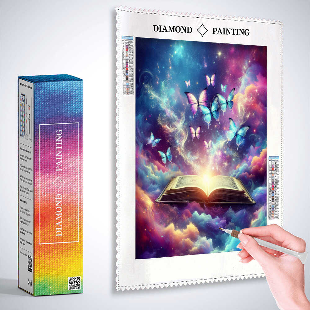 Diamond Painting - Schmetterlinge und Zauberbuch