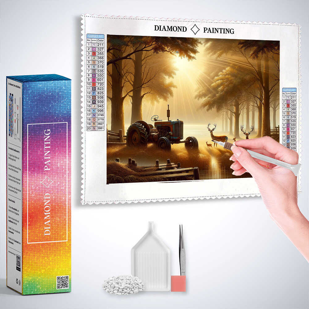 Diamond Painting - Hirsche Traktor