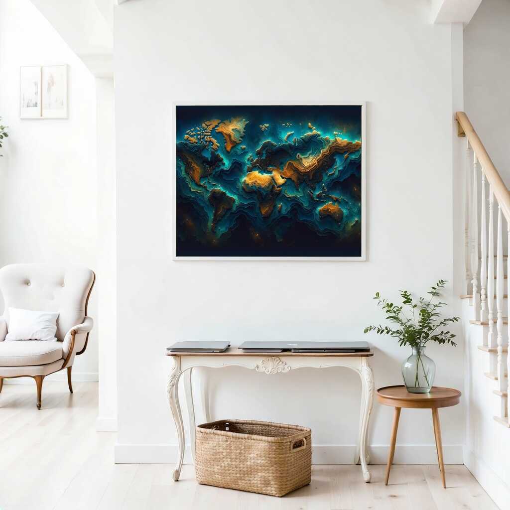 Diamond Painting - Weltkarte, Petrol
