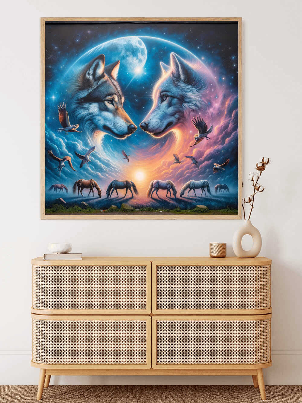 Diamond Painting - Pferde und Wölfe Paare