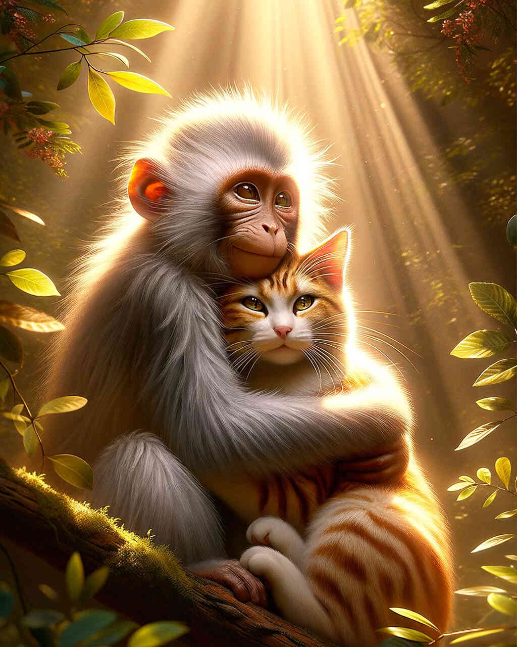 Diamond Painting - Affe und Kätzchen Freunde