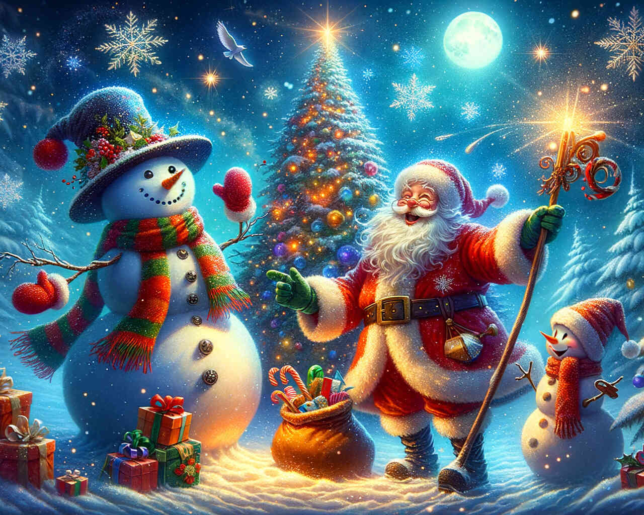 Diamond Painting - Schneemann und Weihnachtsmann