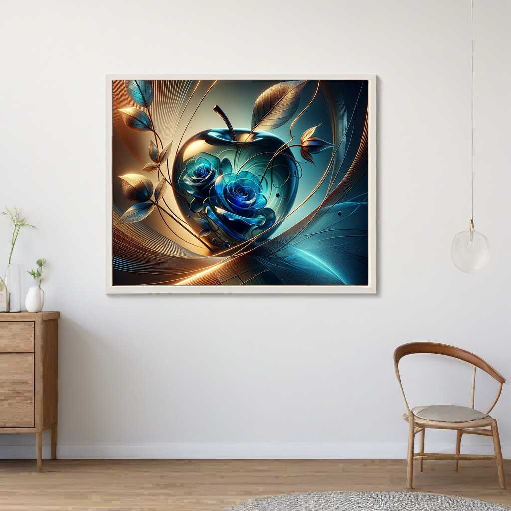 Diamond Painting - Glas Apfel blaue Rosen