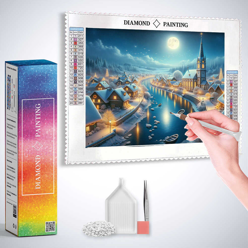 Diamond Painting - Winterdorf am Fluss