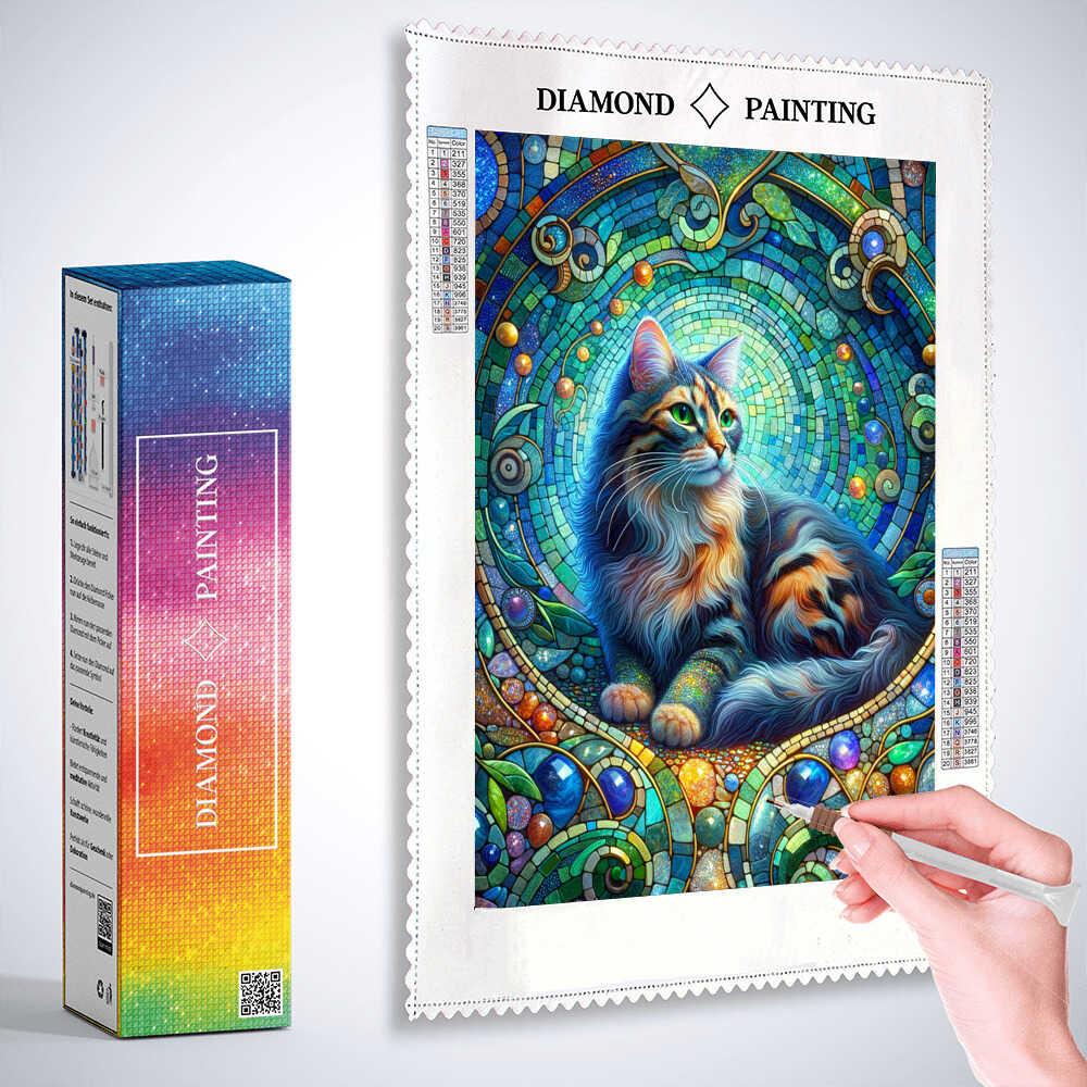 Diamond Painting - Katzenmosaik gefleckte Katze