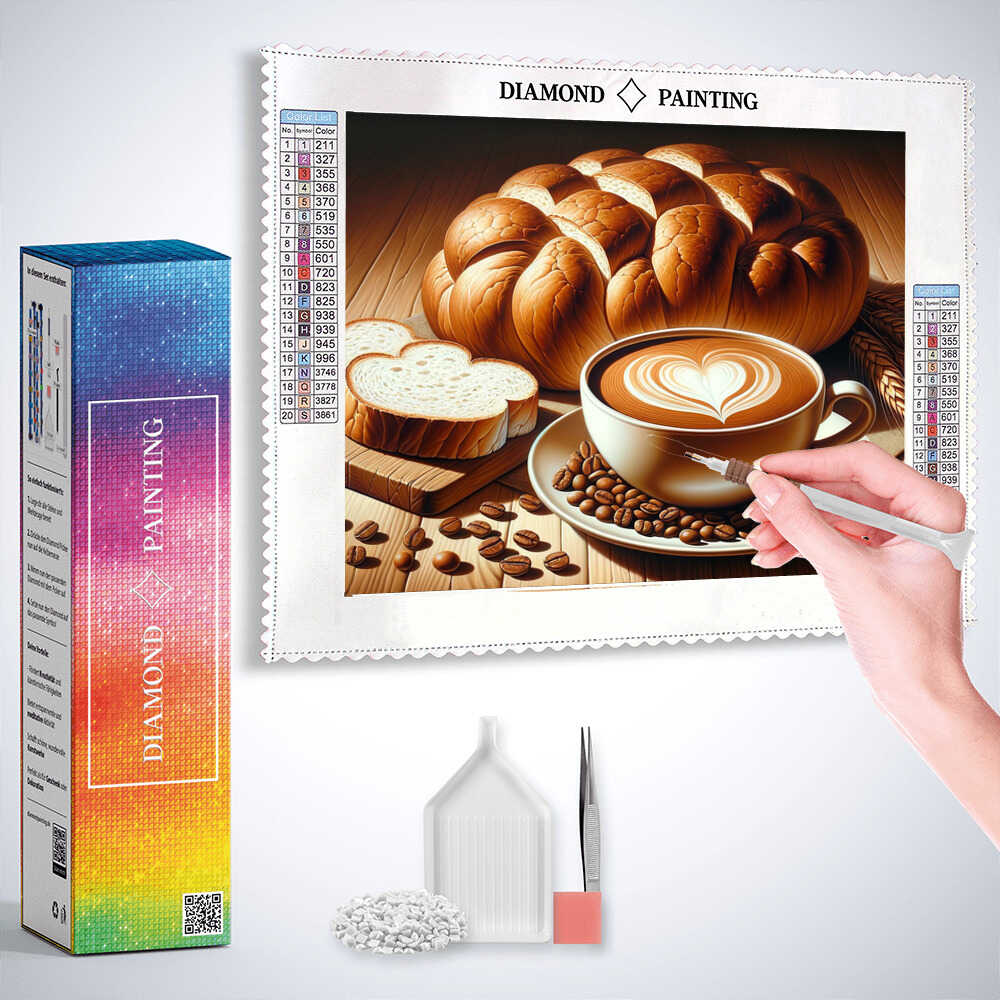 Diamond Painting - Kaffee und Brot