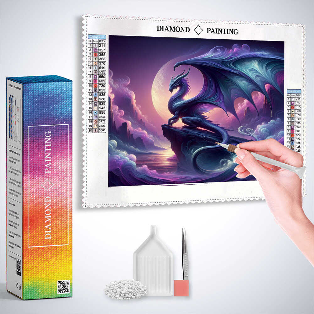 Diamond Painting - Drache Lila Himmel