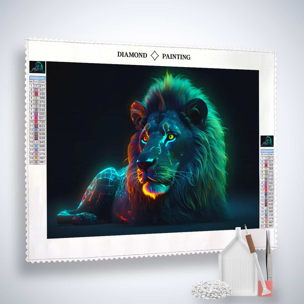 AB Diamond Painting - Löwe bei Nacht - gedruckt in Ultra-HD - AB Diamond, Horizontal, Löwe, Neu eingetroffen, Tiere