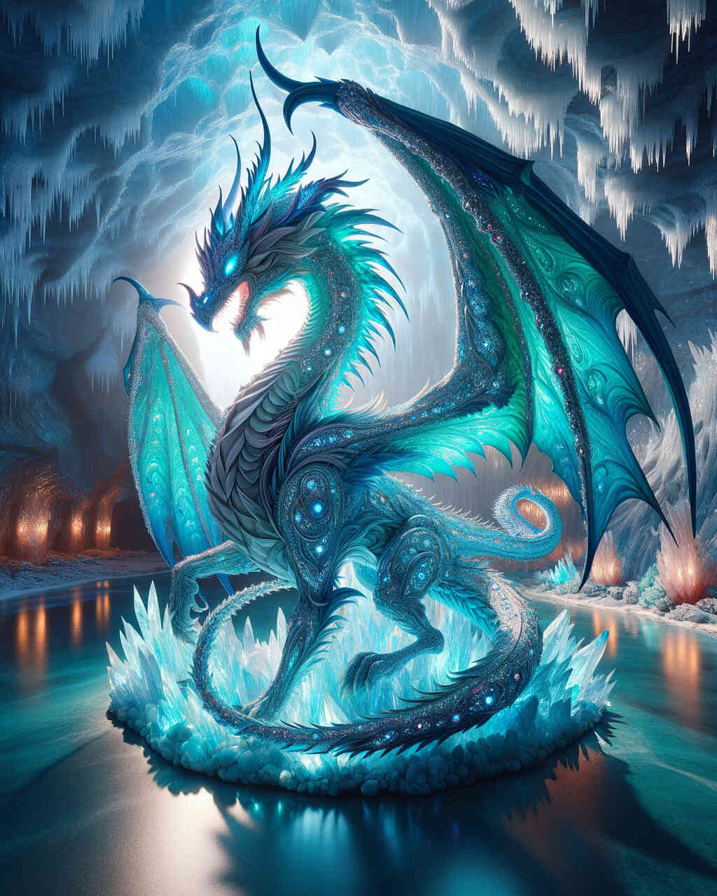 Diamond Painting - Blau türkiser Drache