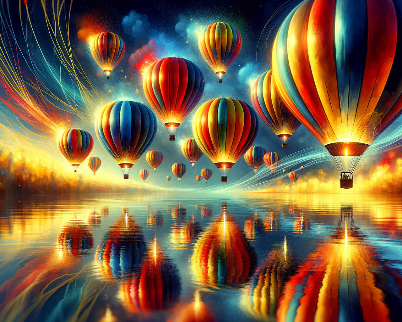 Diamond Painting - Heißluftballon Spiegelbild See