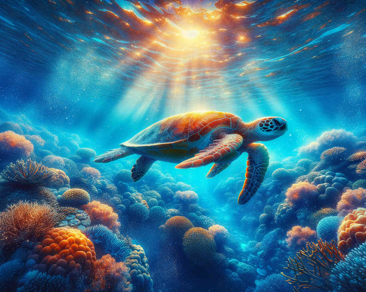Diamond Painting - Schildkröte Korallen