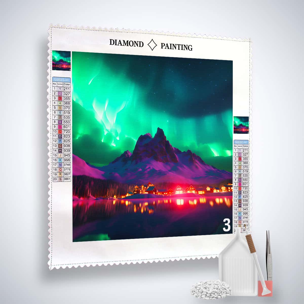 AB Diamond Painting - Nordlichter über der Stadt - gedruckt in Ultra-HD - AB Diamond, Aurora Borialis, Neu eingetroffen, Nordlichter, Quadratisch, Univerrsum