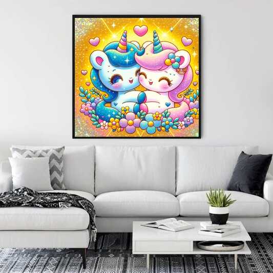 Diamond Painting - Einhornliebe, Cartoon