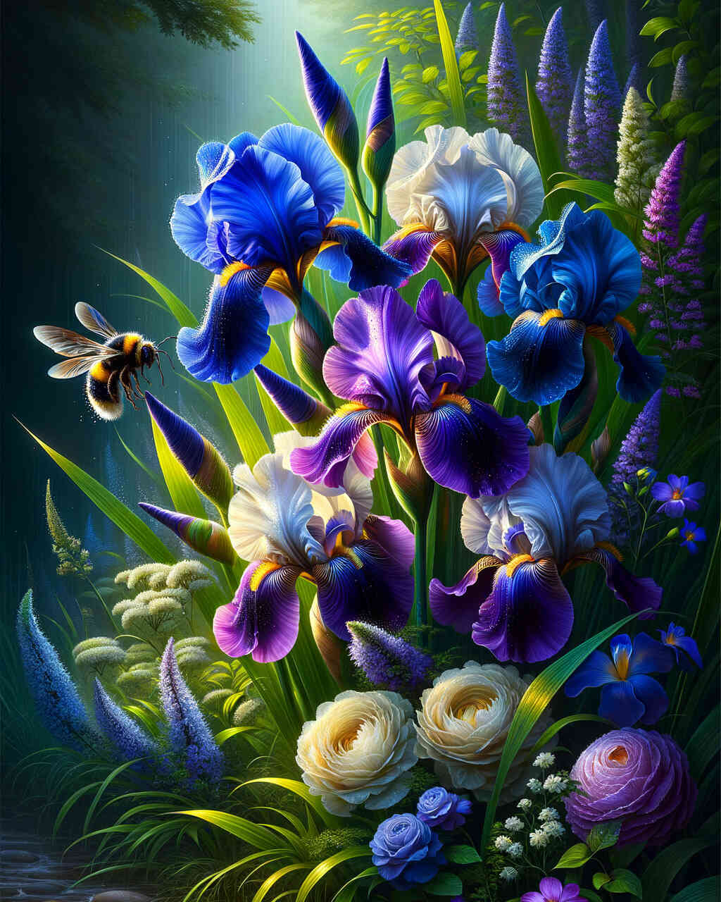 Diamond Painting - Blumen und Hummel