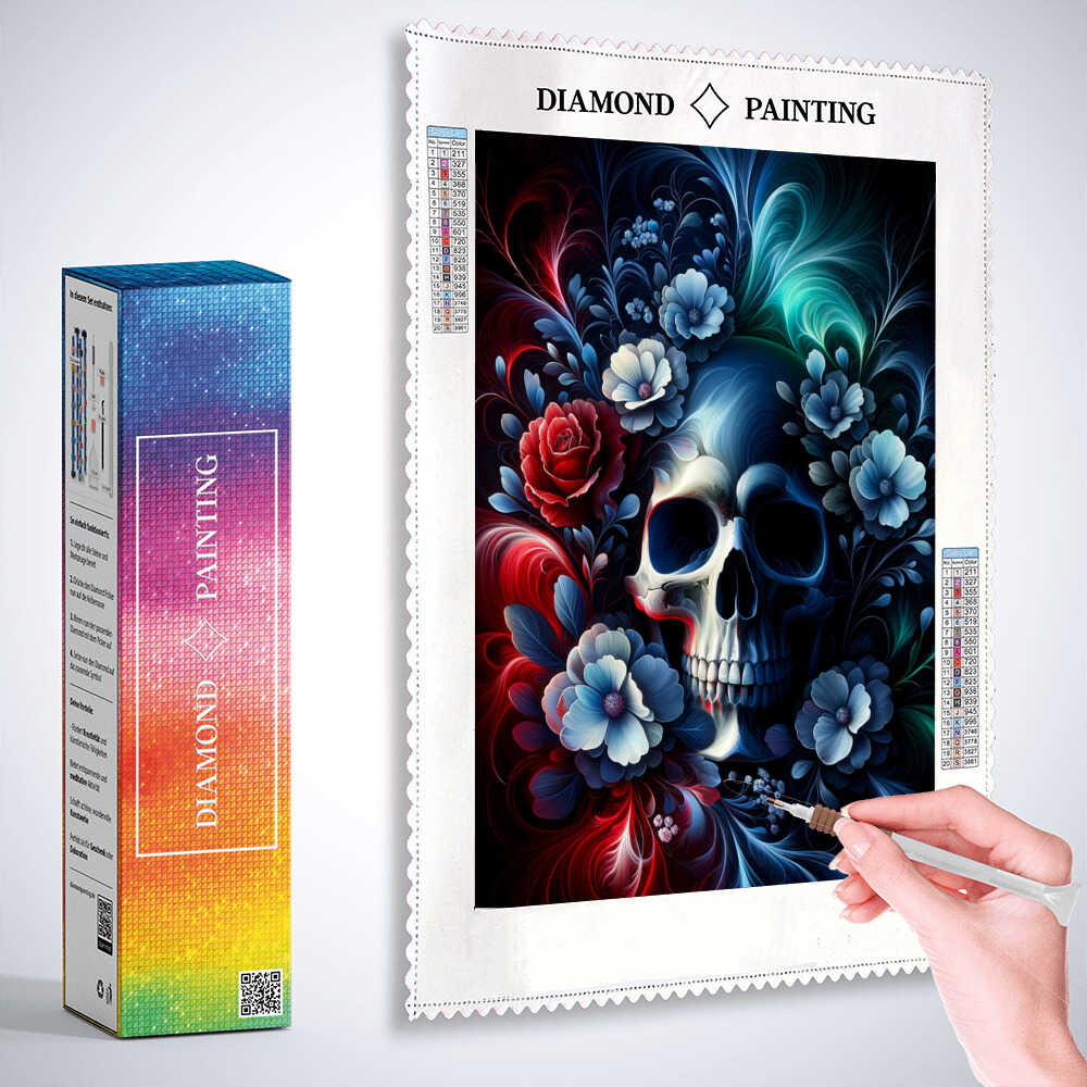 Diamond Painting - Totenkopf mit Blumen