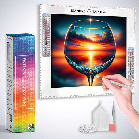 Diamond Painting - Sonnenuntergang durch Gläser
