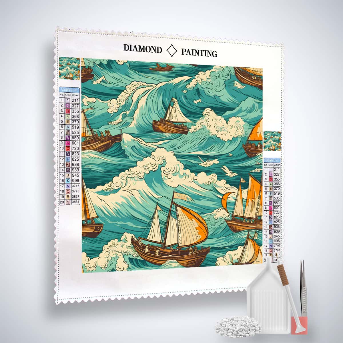 Diamond Painting - Schiffe auf See Paperart - gedruckt in Ultra-HD - Meer, Neu eingetroffen, Quadratisch, Schiff