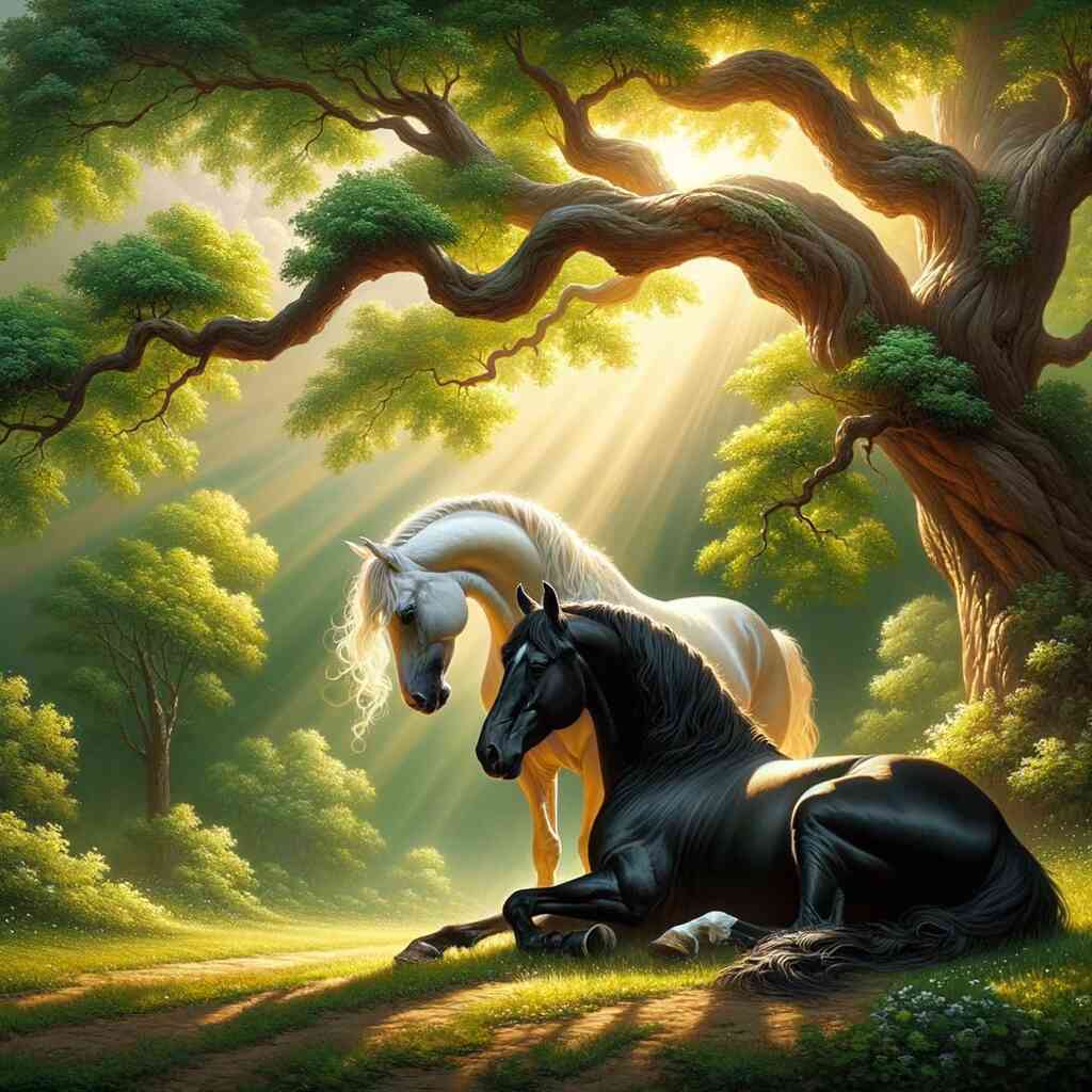 Diamond Painting - Pferde unter dem Baum