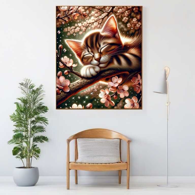 Diamond Painting - Schlafendes Kätzchen