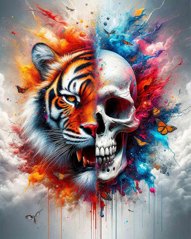 Diamond Painting - Totenkopf und Tiger