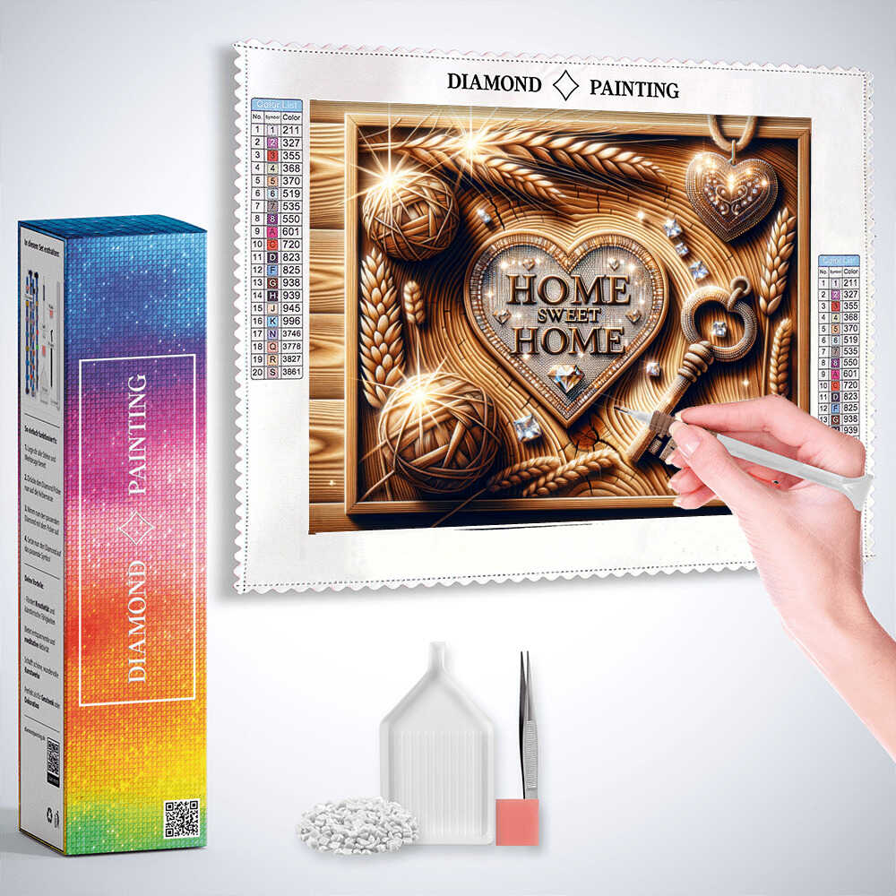 Diamond Painting - Home sweet home, Holzoptik