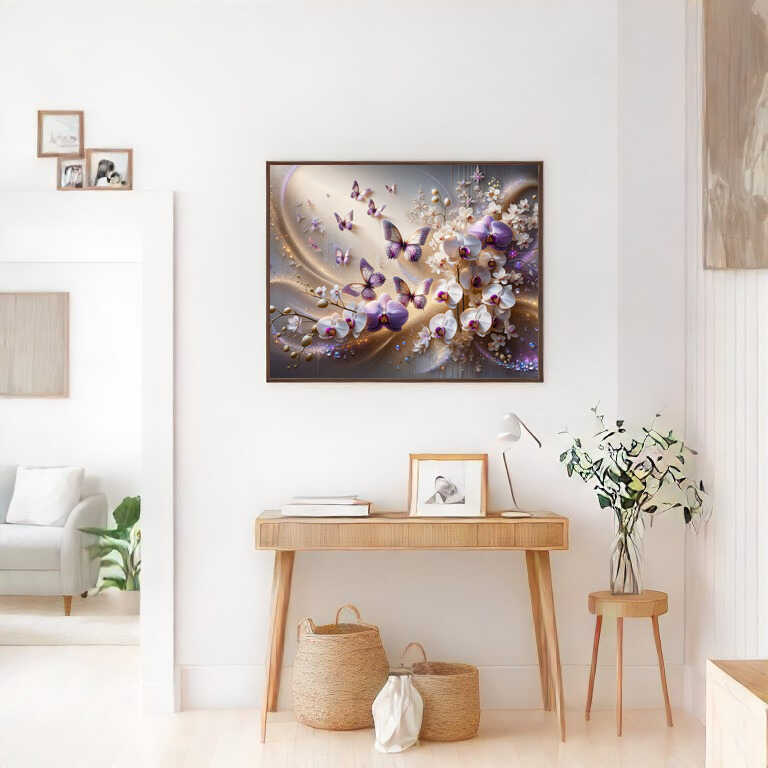 Diamond Painting - Schmetterlinge und Orchidee