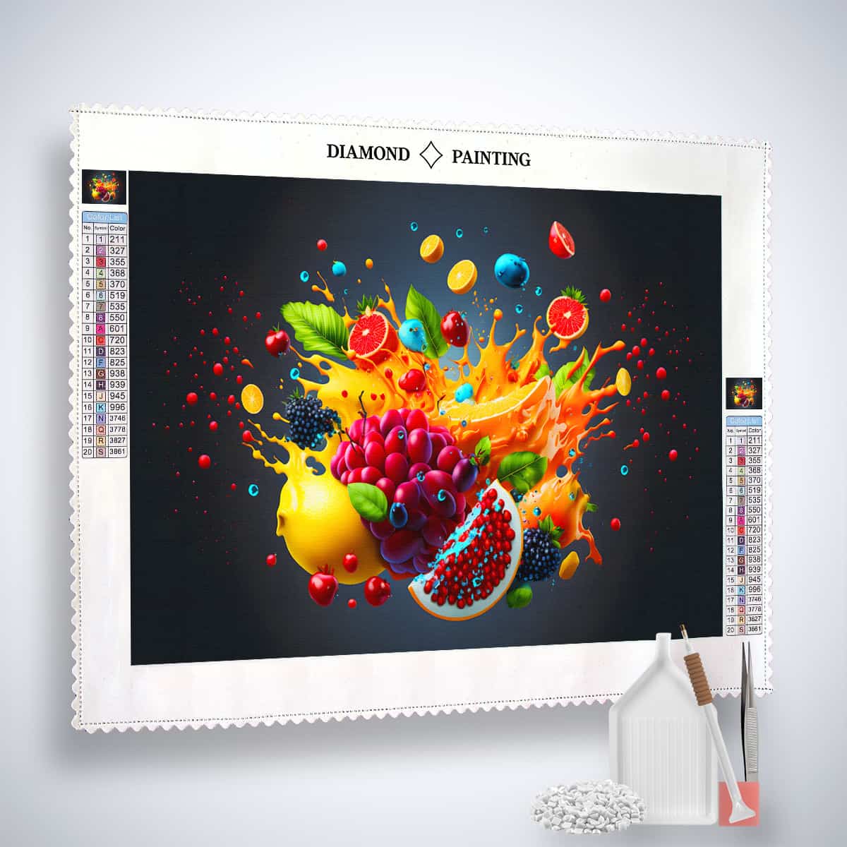 AB Diamond Painting - Fruchtexplosion Bunt - gedruckt in Ultra-HD - AB Diamond, Früchte, Horizontal, Küche, Neu eingetroffen