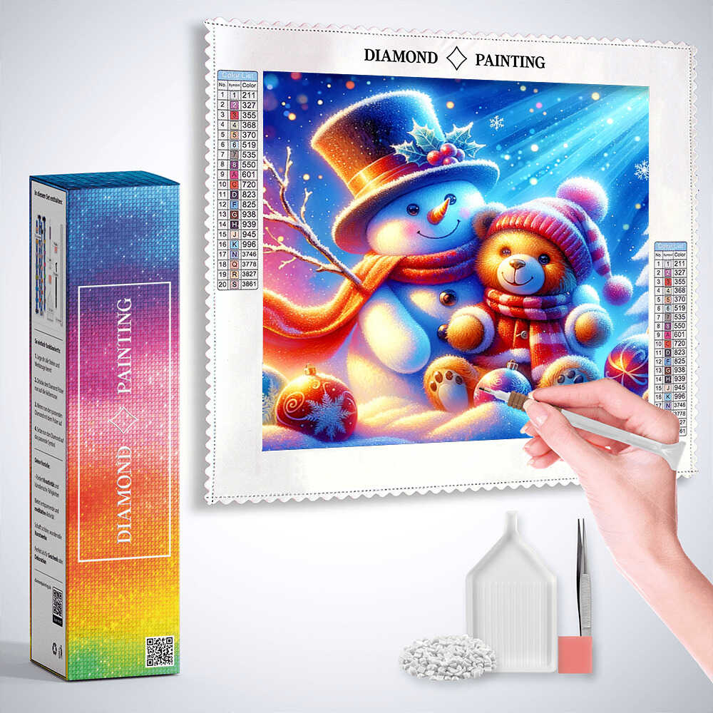 Diamond Painting - Schneemann und Teddybär